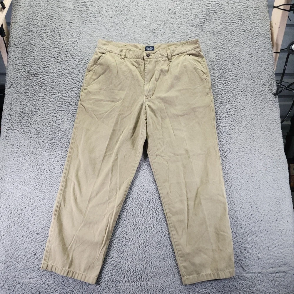 Indigo Palms Pant Mens 40x30 Beige Cotton Chino Straight Relaxed Business Preppy